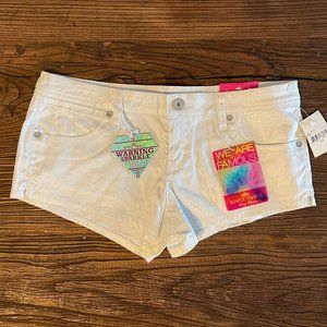 NWT Almost Famous Shorts.  White SHIMMER. Size 11